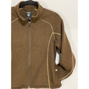 KUHL WOMENS MEDIUM JACKET BROWN ALFPACA FLEECE FULL ZIP SWEATER